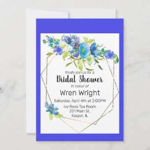 Invitación Watercolor Turquoise Azul Púrpura Floral