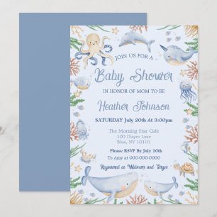 Invitación Watercolor Under the Sea Baby Shower