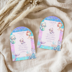 Invitación Watercolor Under the Sea Little Pearl Baby Shower