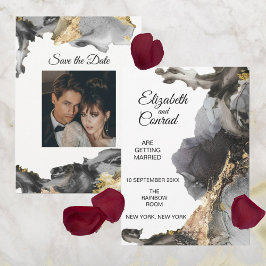 Invitación Watercolor Vanessa Black and White Save the Date