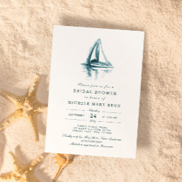 Invitación Watercolor Vela Yacht Fiesta Bridal Shower