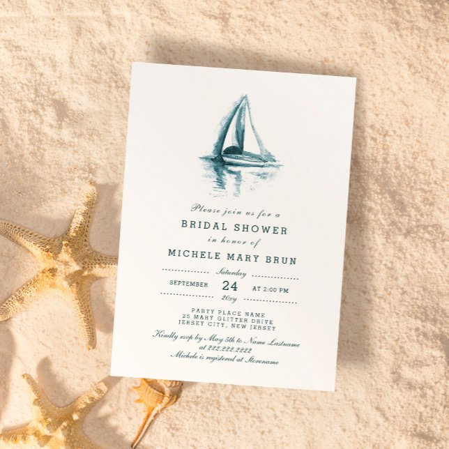 Invitación Watercolor Vela Yacht Fiesta Bridal Shower (Subido por el creador)