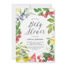 Watercolor Verano Frutos Baby Shower Floral