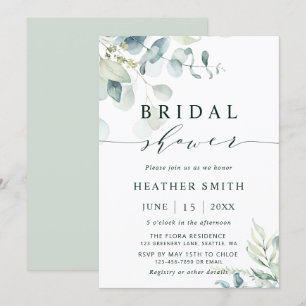 Invitación Watercolor Verdor Botánico Ducha Bridal