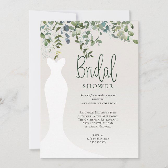 Invitación Watercolor Verdor Botánico Ducha Bridal (Anverso)