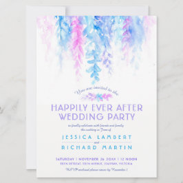 Invitación Watercolor vincula rosa azul después de la fiesta