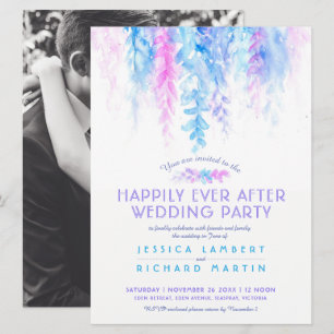 Invitación Watercolor vincula rosa azul después de la fiesta 