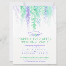 Invitación Watercolor vincula verde azul después de la fiesta