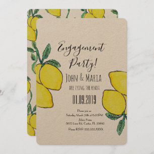 Invitación Watercolor Vine Green Engagement Kraft