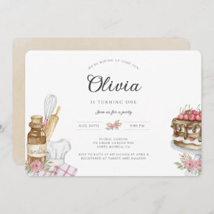 Invitación Watercolor Vintage Boho Baking Birday Party