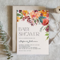 Watercolor Vintage Fall Floral Bouquet Baby Shower
