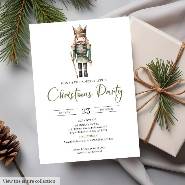 Invitación Watercolor Vintage Neutral Earthy Minimalist Xmas  (Watercolor Vintage Neutral Earthy Minimalist Xmas Party Invitation)