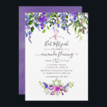 Invitación Watercolor Violet Floral Bat Mitzvah<br><div class="desc">Invitación de mitzvah de murciélago floral violeta y violeta con elegante tipografía escrita a mano.</div>