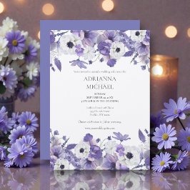 Invitación Watercolor Violet Flowers Wedding