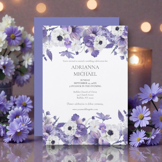 Invitación Watercolor Violet Flowers Wedding (Subido por el creador)