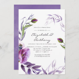 Invitación Watercolor Violeta Poppy Floral Ensayo Cena