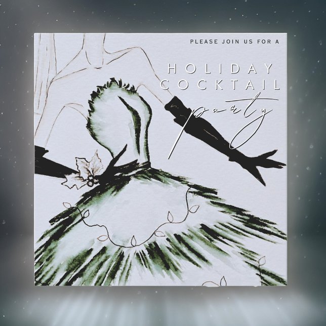 Invitación Watercolor Vogue Fashion Holiday Cocktail Fiesta (Subido por el creador)