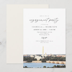 Invitación Watercolor Washington DC Monument Engagement Party