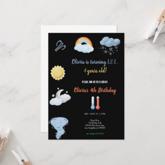 INVITACIÓN WATERCOLOR WEATHER BIRTHDAY PARTY INVITATION