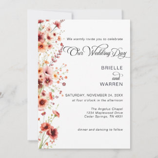 Invitación Watercolor Wedding Invitation Wild Flowers