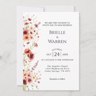 Invitación Watercolor Wedding Invitation with Wild Flowers