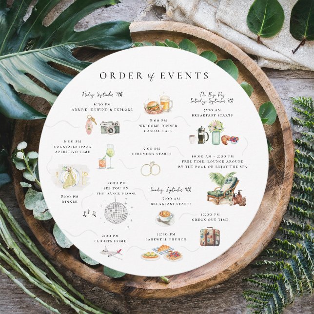 Invitación Watercolor Wedding Weekend Order of Events (Subido por el creador)