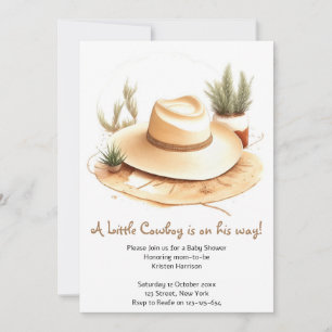 Invitación Watercolor Western Adventure Boy Baby Shower