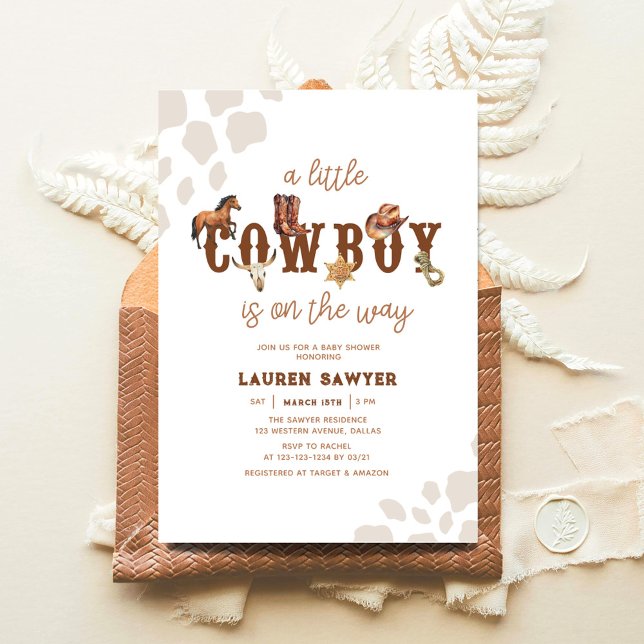 Invitación Watercolor Western Little Cowboy Baby Shower (Subido por el creador)