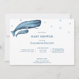 Invitación Watercolor Whales Ocean Baby Shower