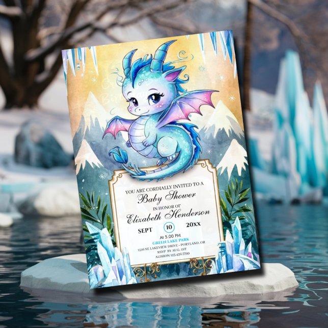 Invitación Watercolor Whimsical Dragon Baby Shower (Subido por el creador)