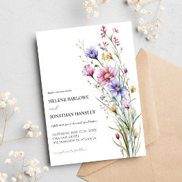 Invitación Watercolor Whimsical Wildflower Elegante Boda