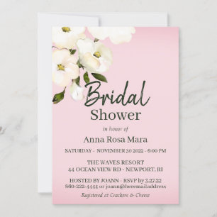 Invitación *~* Watercolor White Beach Rosas Brillantes Shower