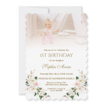 Watercolor White Magnolia Photo Chica Primer cumpl