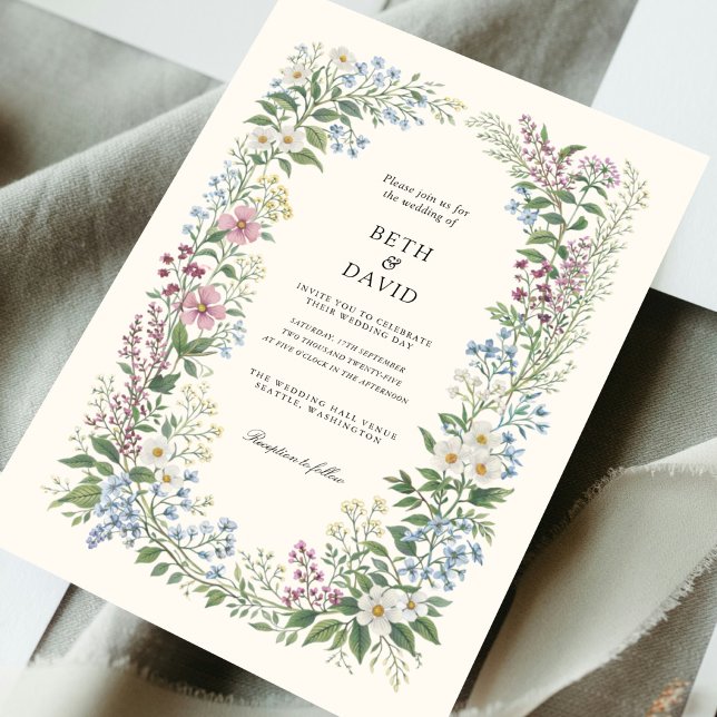 Invitación Watercolor Wild Flowers Wedding (Subido por el creador)