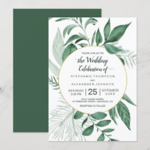Watercolor Wild Leaves Hunter Green Boda