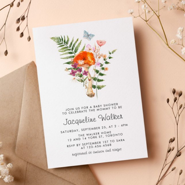 Invitación Watercolor Wild Mushroom Baby Shower (Subido por el creador)