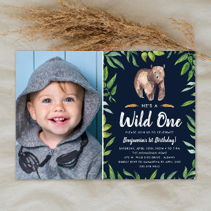 Invitación Watercolor Wild One Foto Fiesta de cumpleaños