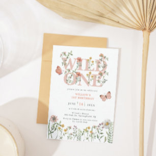 Invitación Watercolor Wild One Wildflower Primer cumpleaños