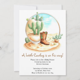 Invitación Watercolor Wild West Boy Baby Shower