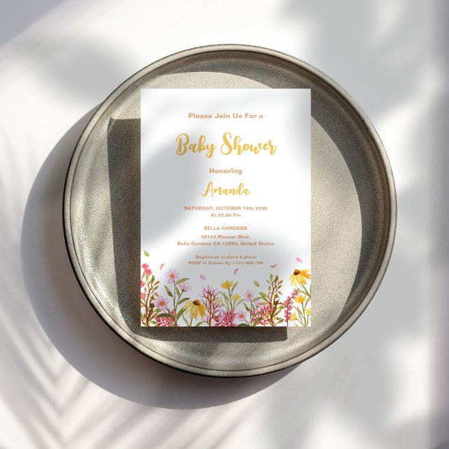 Invitación Watercolor Wildflower Baby Shower (Subido por el creador)