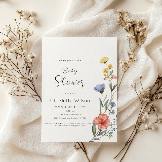 Invitación Watercolor Wildflower Baby Shower (Subido por el creador)