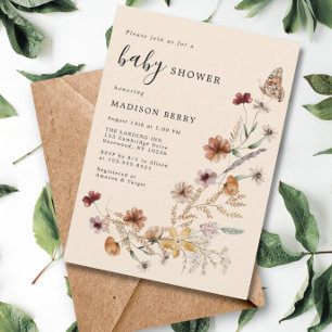 Invitación Watercolor Wildflower Boho Baby Shower