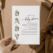 Watercolor Wildflower Boho Baby Shower Invitation