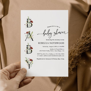 Invitación Watercolor Wildflower Boho Baby Shower Invitation