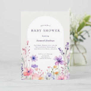 Invitación Watercolor Wildflower Floral Baby Shower
