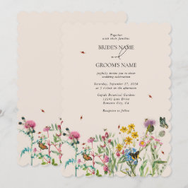 Invitación Watercolor Wildflower Garden & Insecs Boda Inv