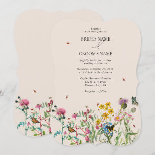 Invitación Watercolor Wildflower Garden & Insecs Boda Inv