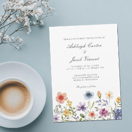 Invitación Watercolor Wildflower Pretty Spring Garden Wedding