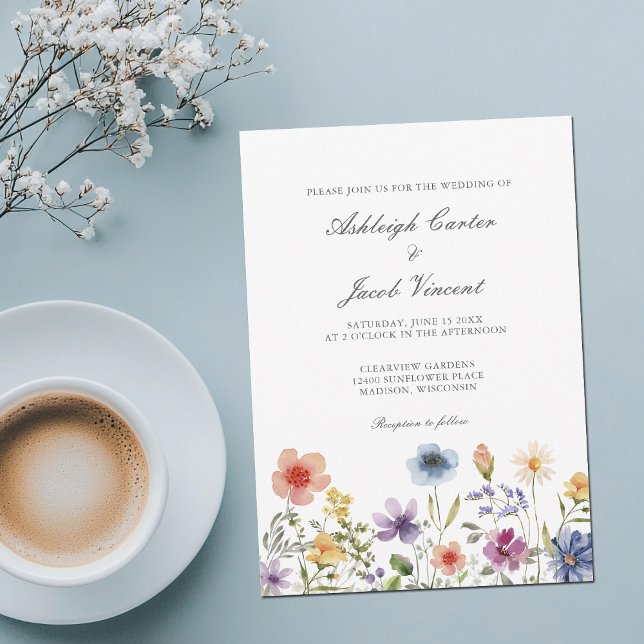 Invitación Watercolor Wildflower Pretty Spring Garden Wedding (Subido por el creador)