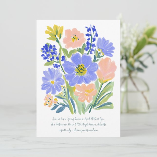 Invitación Watercolor Wildflower Spring Soiree Garden Party (Anverso de pie)
